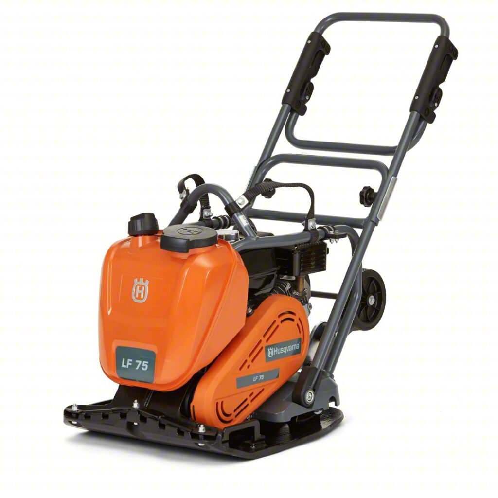 Husqvarna LF 100 plate compactor for flat slab and sidewalk base prep
